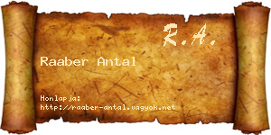 Raaber Antal névjegykártya